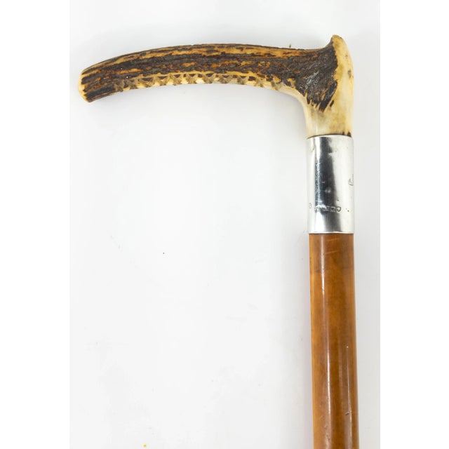 20th Century Sterling Silver and Stag Horn Antler Riding Crop | Chairish