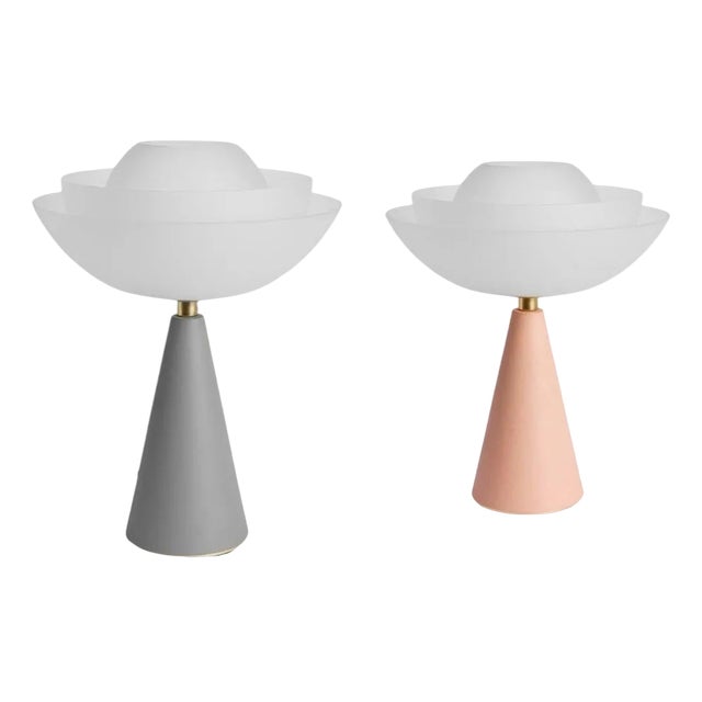 Matte Lotus Table Lamps by Mason Editions, Set of 2 For Sale