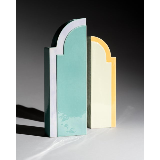 Vintage Geometric Ceramic Vases by Karl Till for Staatliche Majolika Karlsruhe, 1996, Set of 2 For Sale - Image 4 of 17