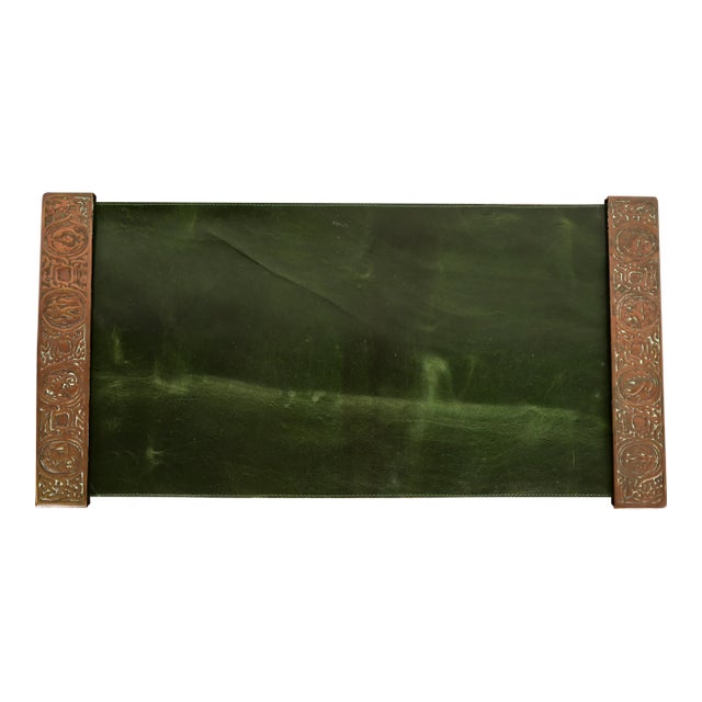 Tiffany Studios New York Zodiac Bronze Blotter Ends With Leather Desk Blotter For Sale