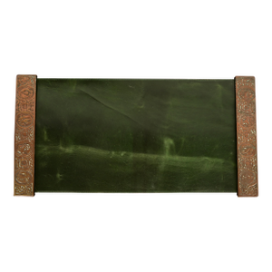 Tiffany Studios New York Zodiac Bronze Blotter Ends With Leather Desk Blotter
