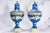 Pair of Hand Painted Antique Blue and Gold Porcelain Covered Urns For Sale - Image 16 of 18