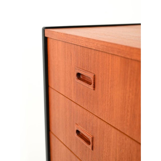 Wood Small Scandinavian Chest of Drawers with Black Profiles from Bodafors, 1969 For Sale - Image 7 of 10