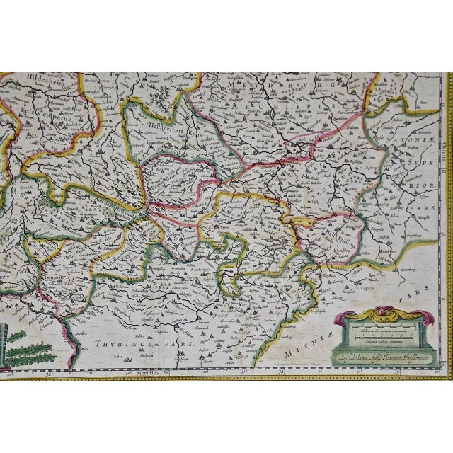 Yellow Region in West Germany: 17th Century Hand-Colored Map by Janssonius For Sale - Image 8 of 9