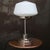 Mid-Century Modern Art Deco White Opaline Glass and Nickel-Plated Desk Lamp For Sale - Image 3 of 8