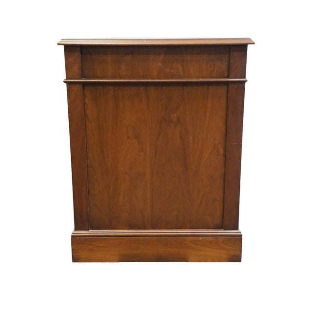 Sligh Lowry Solid Pine Early American Country Style 46" Double Pedestal Writing Desk W. Tooled Leather Top For Sale - Image 10 of 12