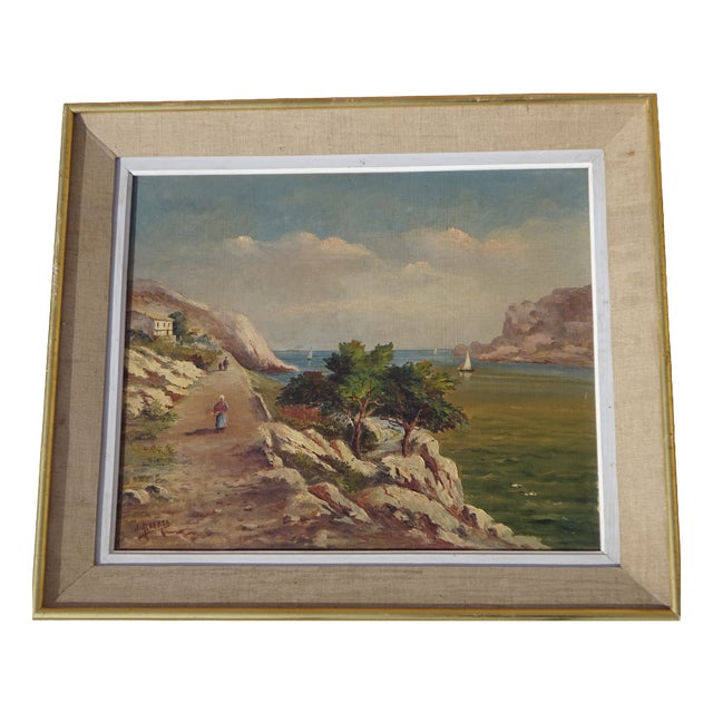Alberti, Mediterranean Landscape, 1850, Oil on Canvas, Framed For Sale