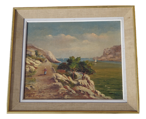 Alberti, Mediterranean Landscape, 1850, Oil on Canvas, Framed