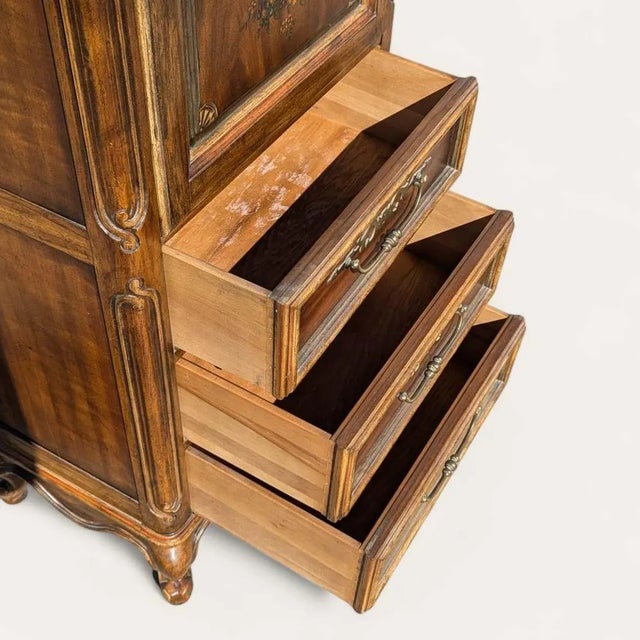 Wood Drexel Heritage Brittany Collection Floral Secretary Desk, 1970s For Sale - Image 7 of 10