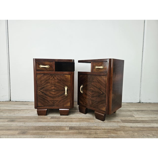 Art Deco Bedside Tables in Briar Root and Bakelite, 1940, Set of 2 For Sale - Image 3 of 18