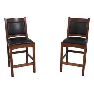 Pair Stickley Mission Oak Bar or Bistro Chairs For Sale