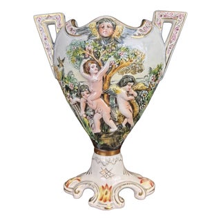 Triptych with Cherubs in Porcelain from Capodimonte, 1930s, Set of 3 For Sale