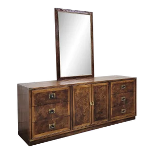 Vintage Mid Century Hickory Mfg Co Campaign Style Lowboy Dresser Credenza