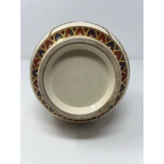 Antique Japanese Satsuma Bottle Vase, Meiji Period Figural Court Scene With Gilt Moriage Decoration For Sale In Seattle - Image 6 of 9