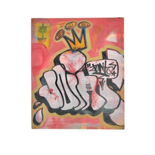 Mid 20th Century Graffiti-Style Canvas Painting For Sale