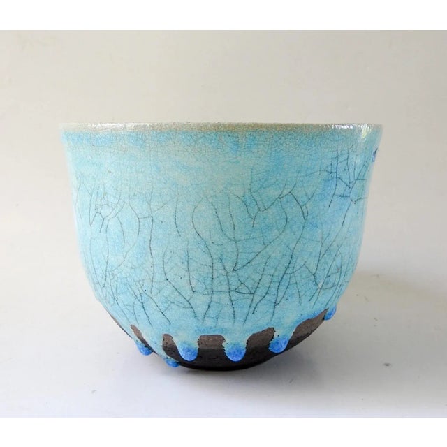 Nancy Pawel Turquoise Raku Bowl For Sale - Image 9 of 9