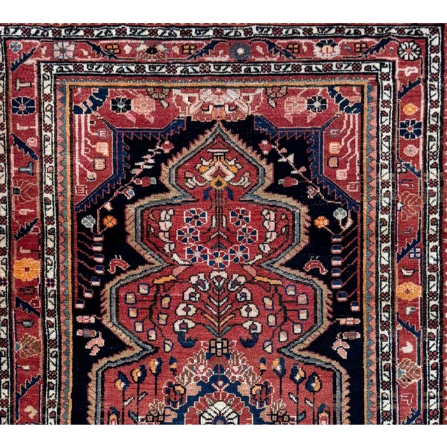 Tribal Antique Persian Hamadan Hand-Knotted Rug 3'7" X 6'1" For Sale - Image 3 of 4