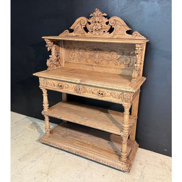 19th Century French Carved Oak Buffet, 1860 For Sale - Image 3 of 17