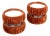 Pair of 1970s Burnt Orange Draped Round Side Tables With Mirror Glass Tops For Sale