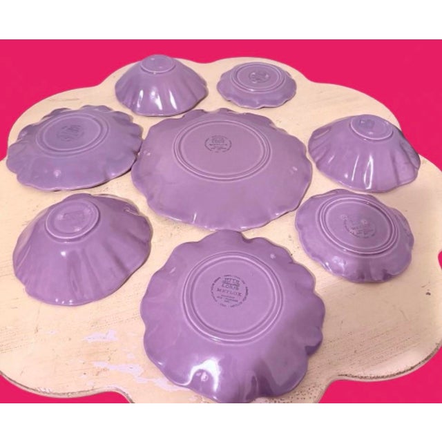 Metlock Pottery Vintage Metlox California Collection Lotus Poppytrail Serving Plates Purple - Set of 8 For Sale - Image 4 of 10