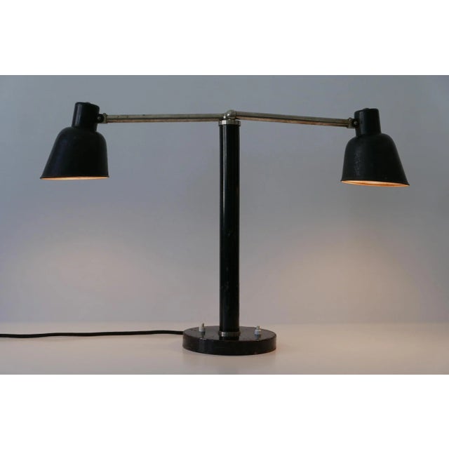 Bauhaus German Bauhaus Metal 2-Armed Table Lamp from Bünte und Remmler, 1920s For Sale - Image 3 of 18