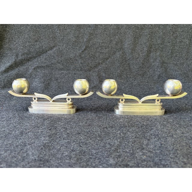 Hans Hansen Sterling Silver Low Art Deco Candlesticks For Sale In New York - Image 6 of 18