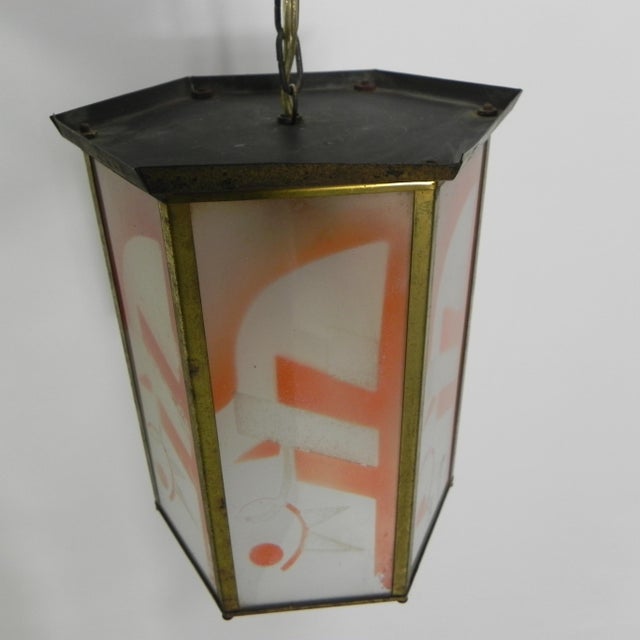 Art Deco Hanging Lamp with Glass Plates For Sale - Image 3 of 17