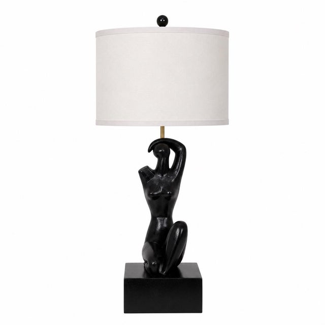 Mid-Century Modern 1960s Ebonized Oak Sculptural Figural Table Lamp by Yasha Heifetz For Sale - Image 3 of 8