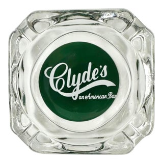 Vintage Clyde's Restaurant Bar Washington, DC Glass Ashtray For Sale