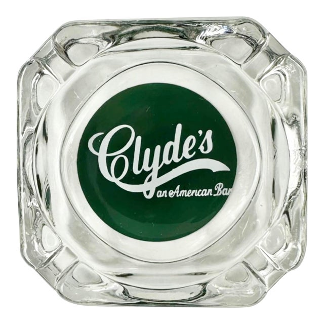 Vintage Clyde's Restaurant Bar Washington, DC Glass Ashtray For Sale