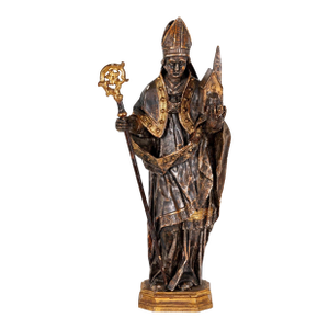 Antique 18th C Carved & Painted Giltwood Figure of St. Agustin