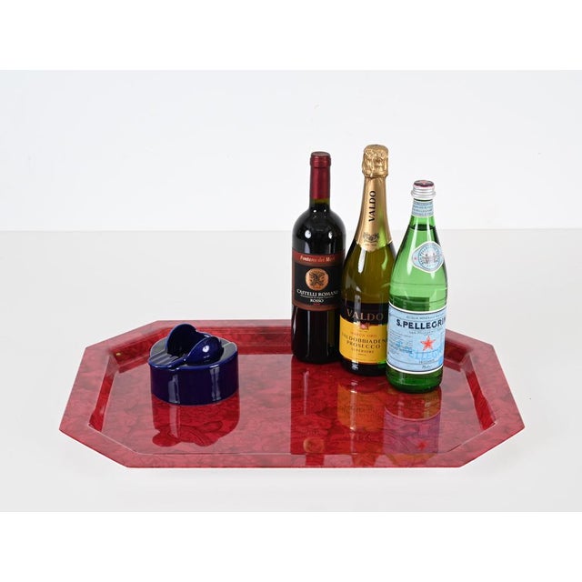 Mid-Century Italian Red Acrylic Serving Tray, 1980s For Sale - Image 3 of 14