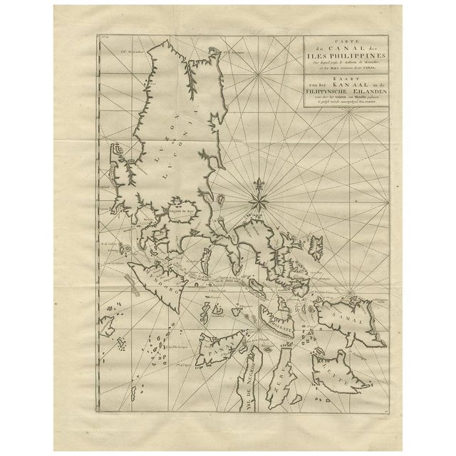 Antique map titled 'Carte du Canal des Iles Philippines - Kaart van het Kanaal in de Filippynsche Eilanden'. Large...