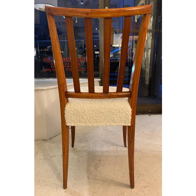 Mid-Century Slat-Back Dining Chairs in Boucle Fabric - a Pair For Sale - Image 4 of 12