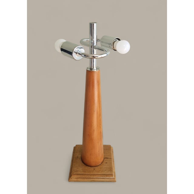 Vintage Table Lamp in Wood, 1970 For Sale - Image 9 of 18