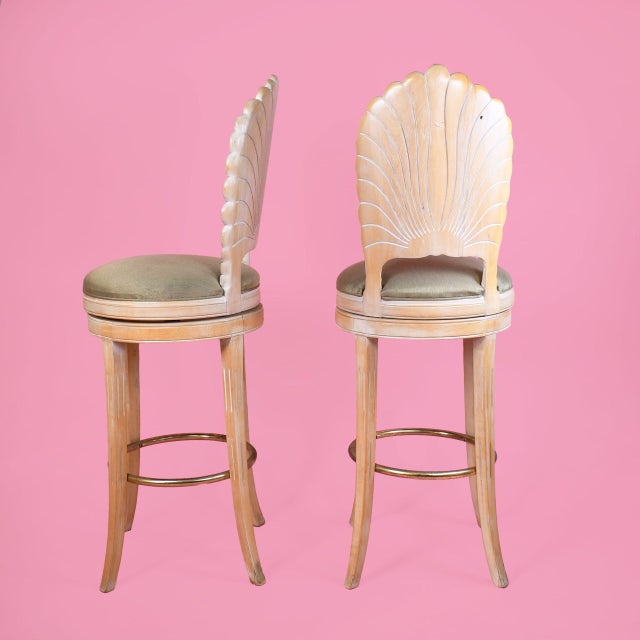 Pair of Italian Grotto Swivel Bar Stools For Sale In West Palm - Image 6 of 6