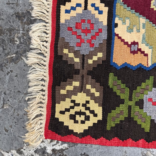 Burgundy 7ft 2in × 10ft 4in Turkish Kilim Area Rug With Geometric Medallion Pattern For Sale - Image 8 of 12