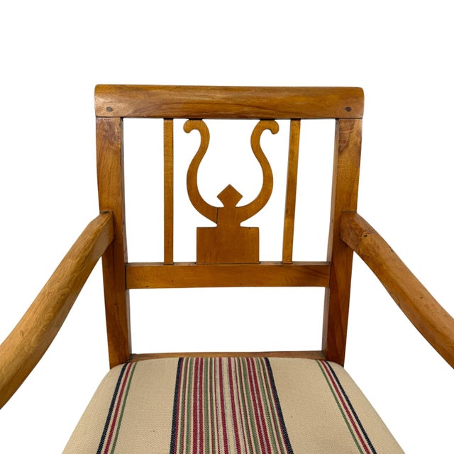 Dutch Empire Lyre Back Armchair in Cherrywood For Sale - Image 4 of 13