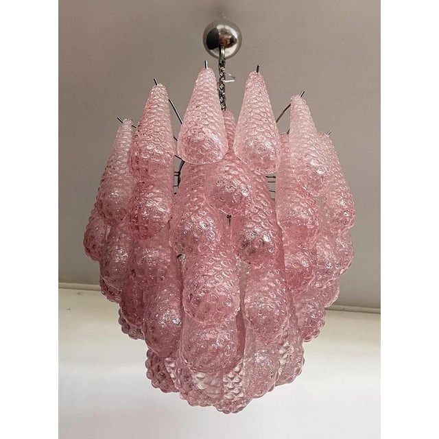 Glass Pink Petal Chandeliers, Murano, 1990s, Set of 2 For Sale - Image 13 of 15