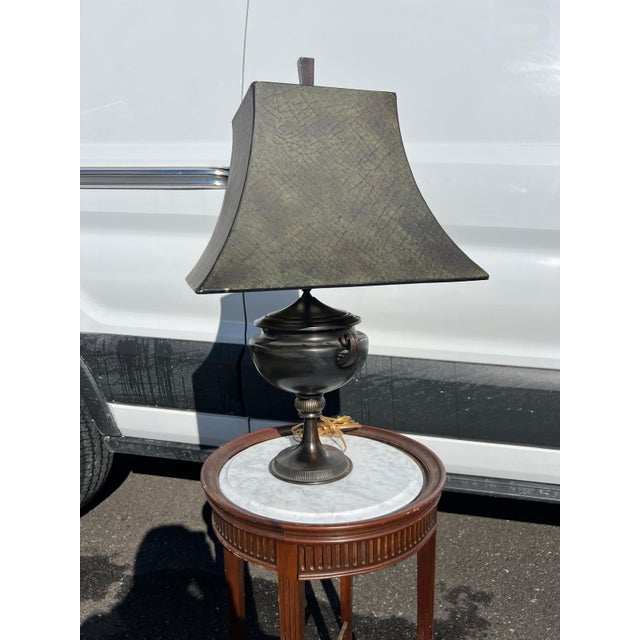 Neoclassical 1990s Neoclassical Urn-Form Table Lamp With Gray and Black Shade For Sale - Image 3 of 6
