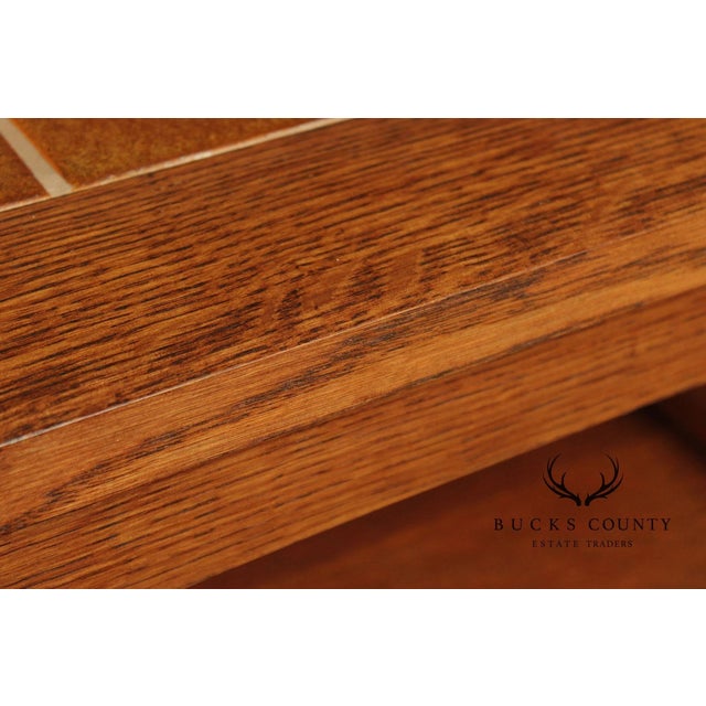 Stickley Mission Collection Pair Of Oak Tile Top End Tables For Sale - Image 18 of 18