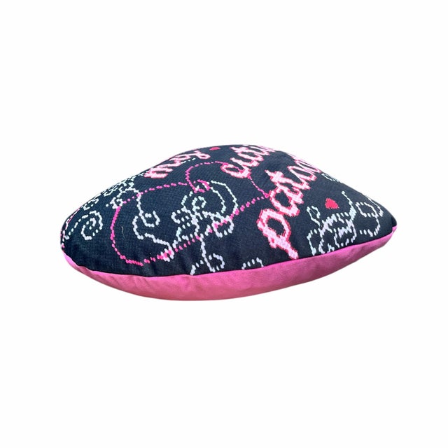 2020s Velvet "Cutie-Patootie" Custom Made Sculpted Heart Pillow, Original For Sale - Image 5 of 6