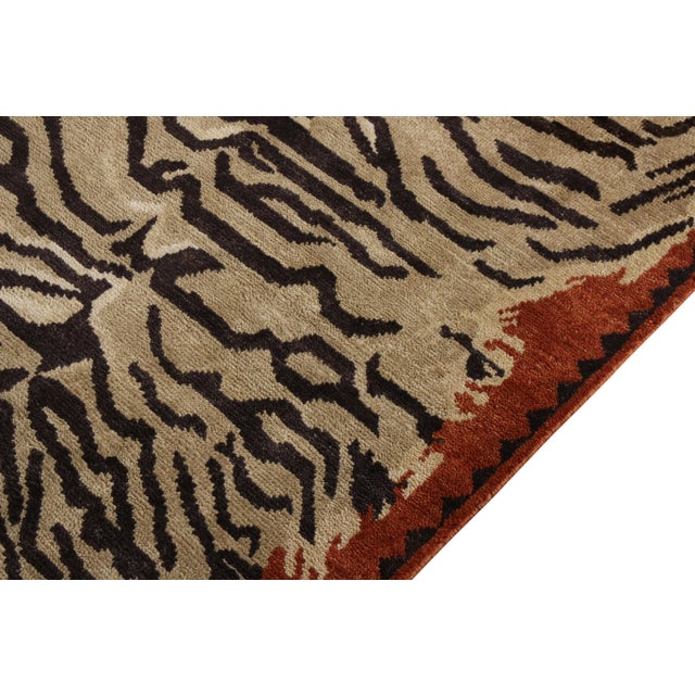 Asian Antique Rug & Kilim Tiger Skin Style Rug, Beige, Black and Orange, 10x14 For Sale - Image 3 of 6