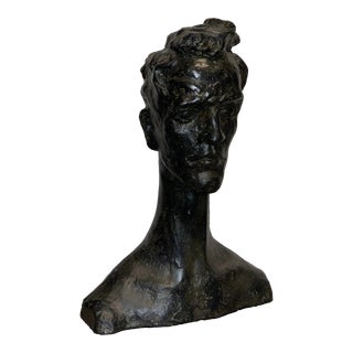 Mid-Century Modern Style Metal Bust of Man Sculpture For Sale
