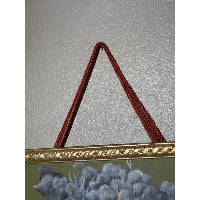 Gustavian Style Allegorical Oil in Wood Painting of “The Lady Moon” With Gilt Border For Sale - Image 11 of 11