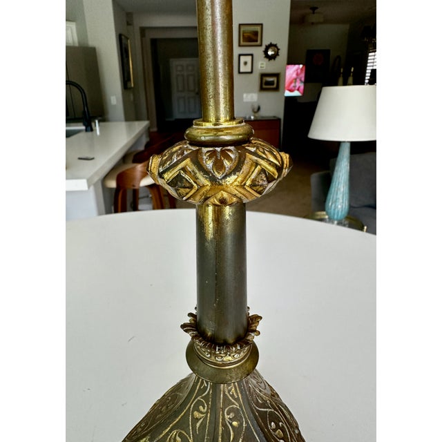 Single Antique Gothic Revival Brass 6 Light Candelabra For Sale - Image 15 of 18