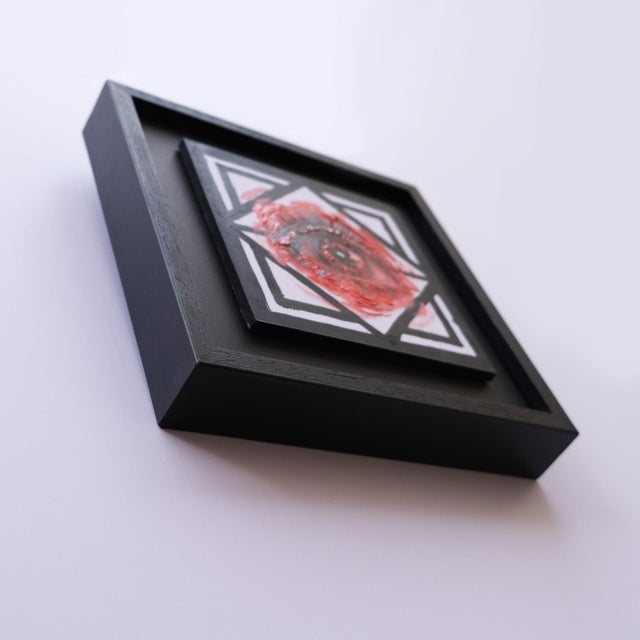 Early 21st Century Embers Stare 3 by Stefan Smit | Oil on Panel Eye in red tones with geometric background For Sale - Image 5 of 5