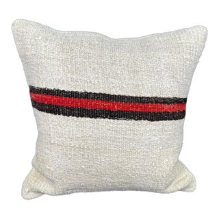 Turkish Hemp Pillow Cushion Natural Beige Black Cushion Cover 20"x20" For Sale