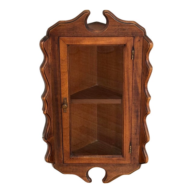 Solid Wood Rustic Two Shelf Wall Corner Unit, Circa 1950s For Sale