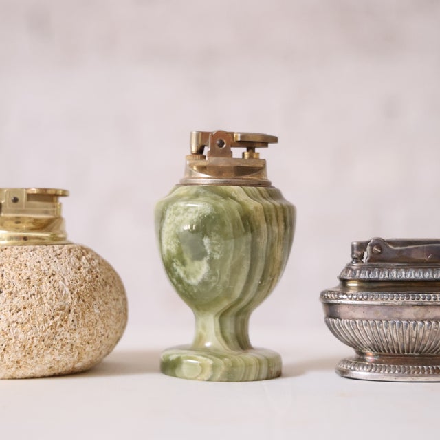 French Mid-Century French Green Lighter For Sale - Image 3 of 3